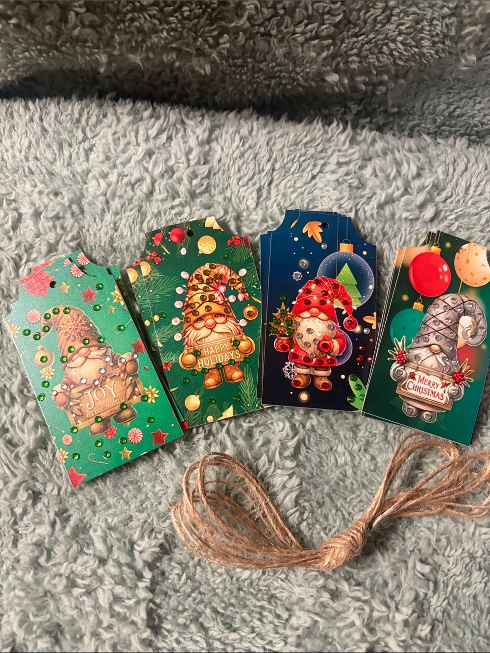 Holiday Gnome Gift Tags - Green and Blue Holiday Designs